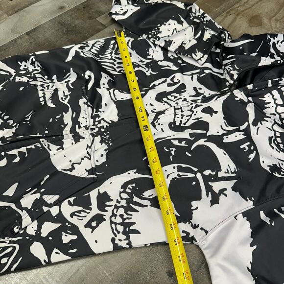 Skull Print Hoodie Black & White All-Over Design - All Over Print Hoodie Size L - Picture 6 of 13